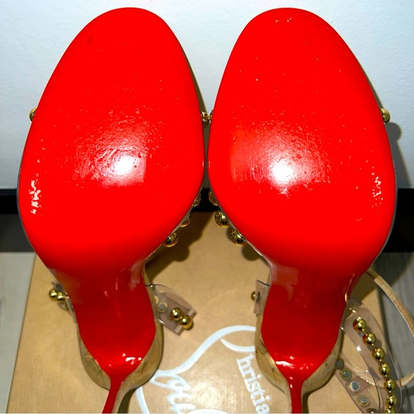 CHRISTIAN LOUBOUTIN Faridaravie 100 PVC Liege Pepite Gold Size 37.5  Woman’s 7.5 - Picture 11 of 16